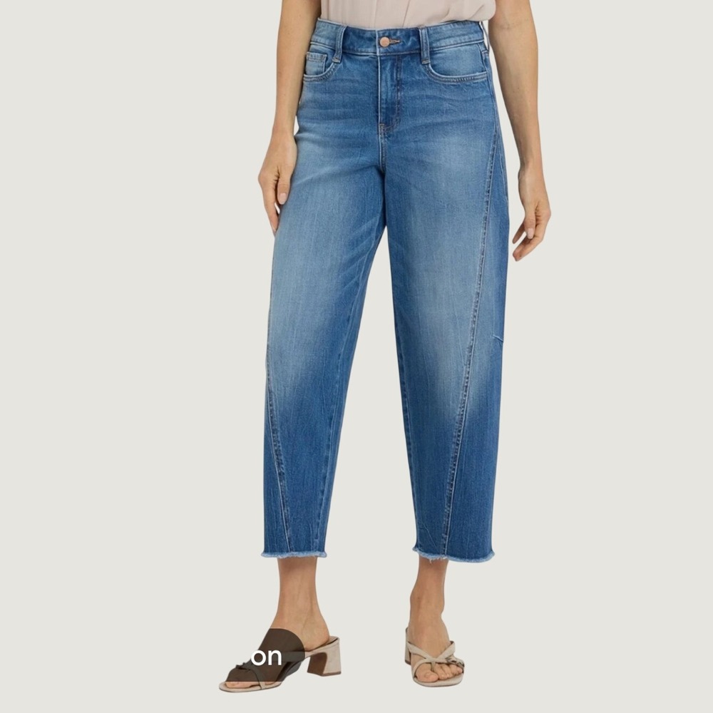 NYDJ Alyssa High Rise Cropped Barrel Leg Jean Pacifica Wash NWT 4 26" Lift Tuck